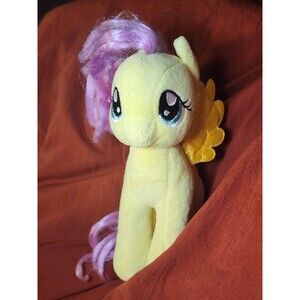 My Little Pony Sparkly Fluttershy Plush Yellow Stuffed Animal Purple Mane